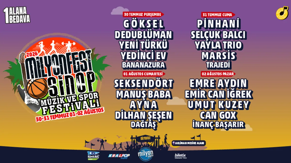 Milyonfest Sinop - 2026 - Cumartesi