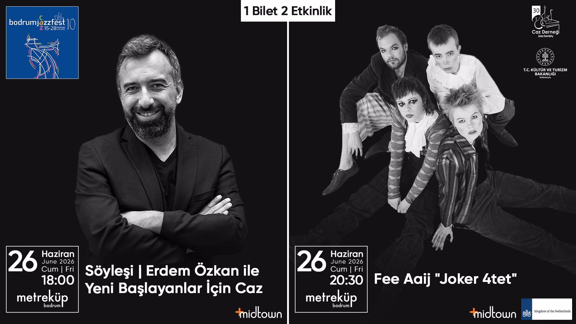 1 Bilet 2 Etkinlik: Erdem Özkan Söyleşi & Fee Aaij Joker 4tet